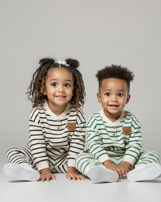 Striped Teddy Bear Lounge Set - RYAN AND REMI