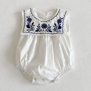 Navy Collar Embroidery  Bodysuit - RYAN AND REMI