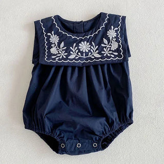Navy Collar Embroidery  Bodysuit - RYAN AND REMI