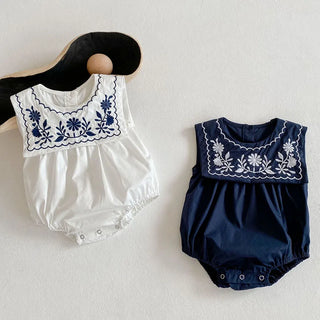 Navy Collar Embroidery  Bodysuit - RYAN AND REMI