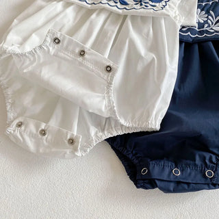 Navy Collar Embroidery  Bodysuit - RYAN AND REMI