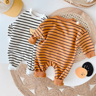 Baby Cartoon Bear Striped Romper - RYAN AND REMI