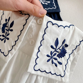 Navy Collar Embroidery  Bodysuit - RYAN AND REMI