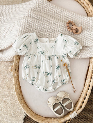 Puff Sleeve Garden Romper - RYAN AND REMI
