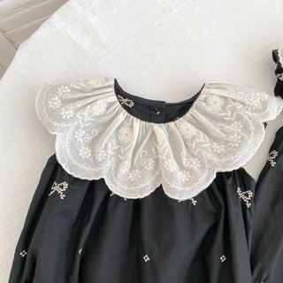 Black Embroidery Bow Romper - RYAN AND REMI