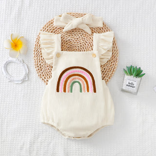 Corduroy Rainbow Romper w Headband - RYAN AND REMI