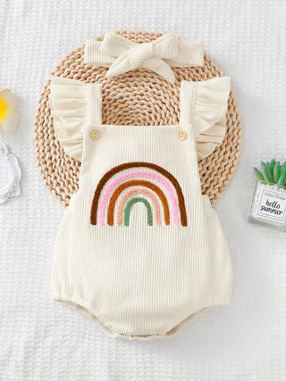 Corduroy Rainbow Romper w Headband - RYAN AND REMI