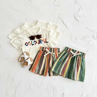 Colorful Stripe Shorts Set - RYAN AND REMI