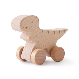 Beech Wooden Dinosaur On Wheels - RYAN AND REMI