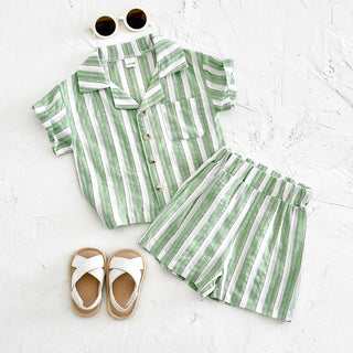 Mint Striped Linen Set - RYAN AND REMI