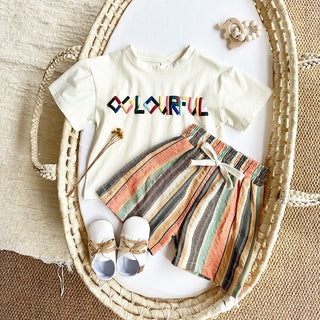 Colorful Stripe Shorts Set - RYAN AND REMI