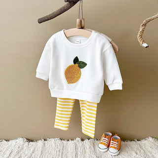 Fuzzy Fruit Stripe Pants Set - RYAN AND REMI