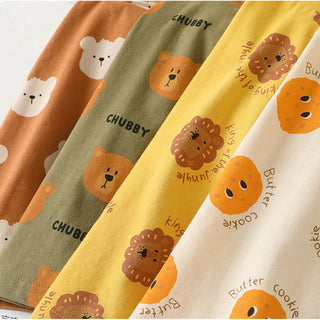 Cartoon Print Short Sleeve T-shirt - RYAN AND REMI