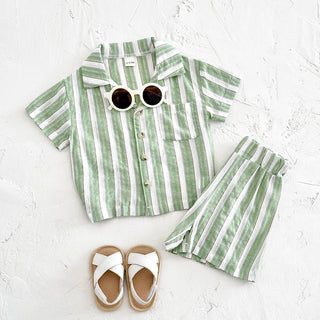 Mint Striped Linen Set - RYAN AND REMI