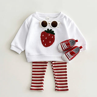 Fuzzy Fruit Stripe Pants Set - RYAN AND REMI