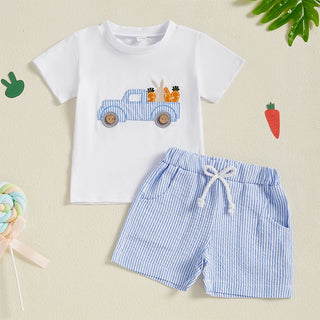 Boys Casual Stripe Shorts Set - RYAN AND REMI