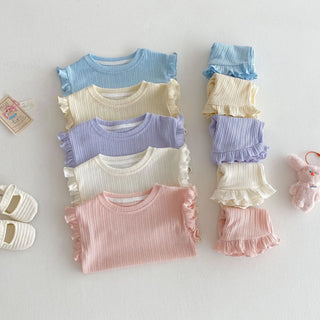 Solid Frill Shorts Set - RYAN AND REMI