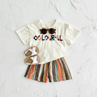 Colorful Stripe Shorts Set - RYAN AND REMI