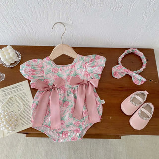Floral Puff Sleeve Romper Set - RYAN AND REMI