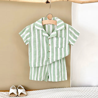 Mint Striped Linen Set - RYAN AND REMI