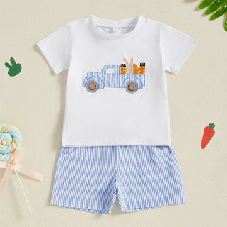 Boys Casual Stripe Shorts Set - RYAN AND REMI