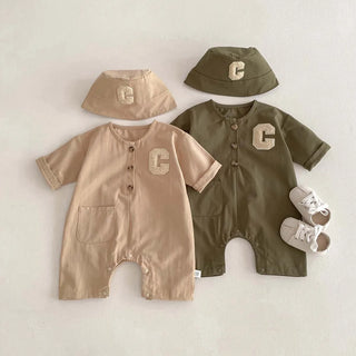 C Patch Short Sleeve Jumpsuit Set - RYAN AND REMI