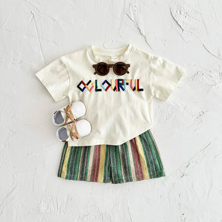 Colorful Stripe Shorts Set - RYAN AND REMI