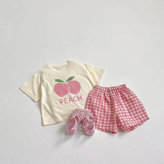 Plaid Shorts Fruit Print Set - RYAN AND REMI