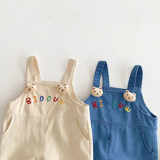 Bear Embroidered Overalls - RYAN AND REMI