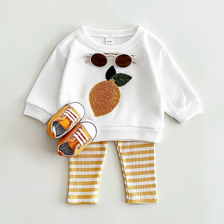 Fuzzy Fruit Stripe Pants Set - RYAN AND REMI