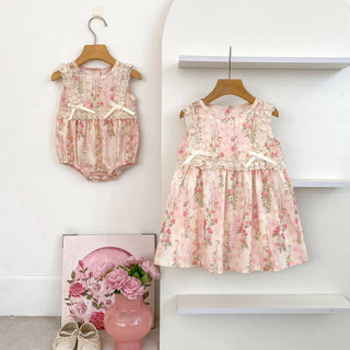 Pink Lace Bow Sister Outfit - RYAN AND REMI