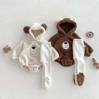 Baby Teddy Bear Warm Cozy Hooded Outfit - RYAN AND REMI