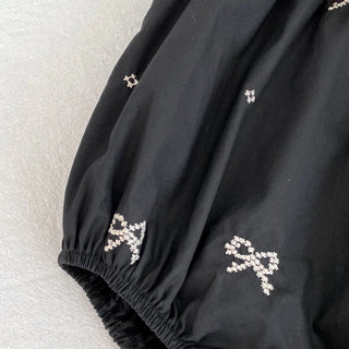 Black Embroidery Bow Romper - RYAN AND REMI