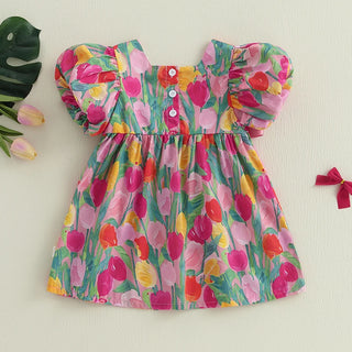 Floral Print Ribbon Dress - RYAN AND REMI