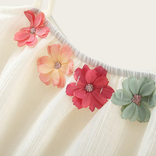 Flower Applique Dress With Straw Hat - RYAN AND REMI