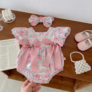 Floral Puff Sleeve Romper Set - RYAN AND REMI