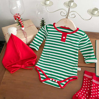 Striped Christmas Bodysuit Set - RYAN AND REMI