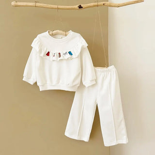 Embroidered Flounce Top Lounge Set - RYAN AND REMI