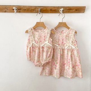 Pink Lace Bow Sister Outfit - RYAN AND REMI