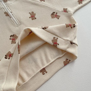 Waffle Teddy Bear Print Jogger Set - RYAN AND REMI