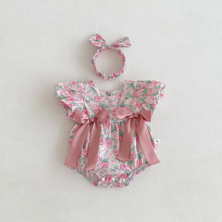 Floral Puff Sleeve Romper Set - RYAN AND REMI