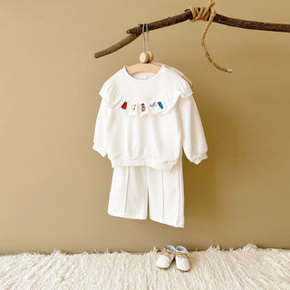 Embroidered Flounce Top Lounge Set - RYAN AND REMI