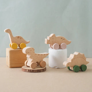 Beech Wooden Dinosaur On Wheels - RYAN AND REMI