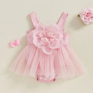 Pink Rose Flower Lace Romper - RYAN AND REMI