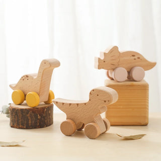 Beech Wooden Dinosaur On Wheels - RYAN AND REMI