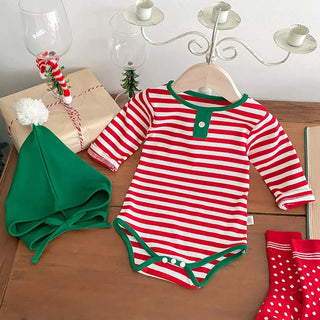 Striped Christmas Bodysuit Set - RYAN AND REMI