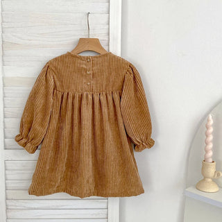 Kleid aus Cord mit Blumenstickerei