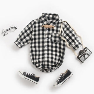 Button Up Plaid  Bodysuit - RYAN AND REMI