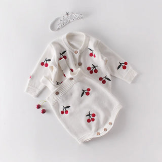 Wild Cherry Knitted Cardigan Romper Outfit
