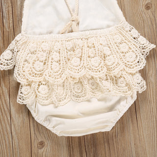 Newborn Ruffle Lace Backless Romper